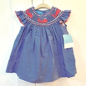 🎀🐳NWT Anavini Hand-Smocked Whales Dress sz 6m